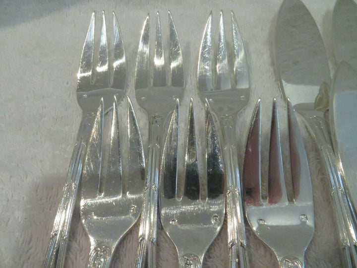 early 20th c french 950 silver 12p fish cutlery set Puiforcat Louis XVI st ety