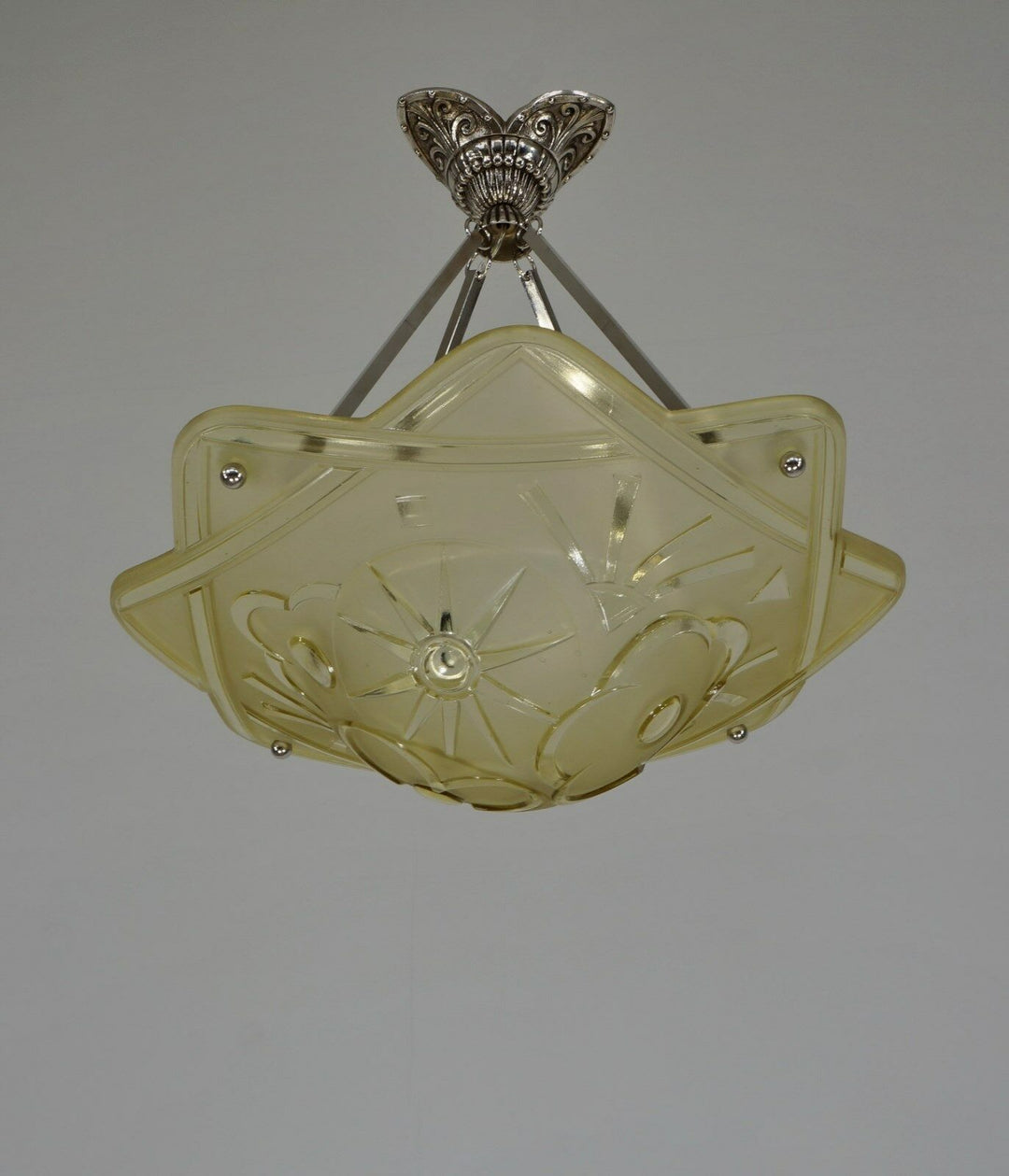 DEGUE : FRENCH 1930 ART DECO CHANDELIER ... pendant lustre lamp lampe muller era