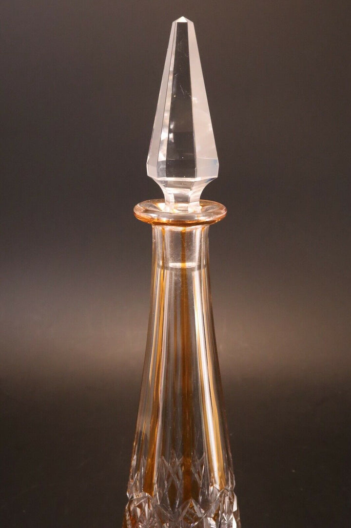 Carafe Baccarat cristal double Overlay taillé Lagny decanter vin du Rhin orange