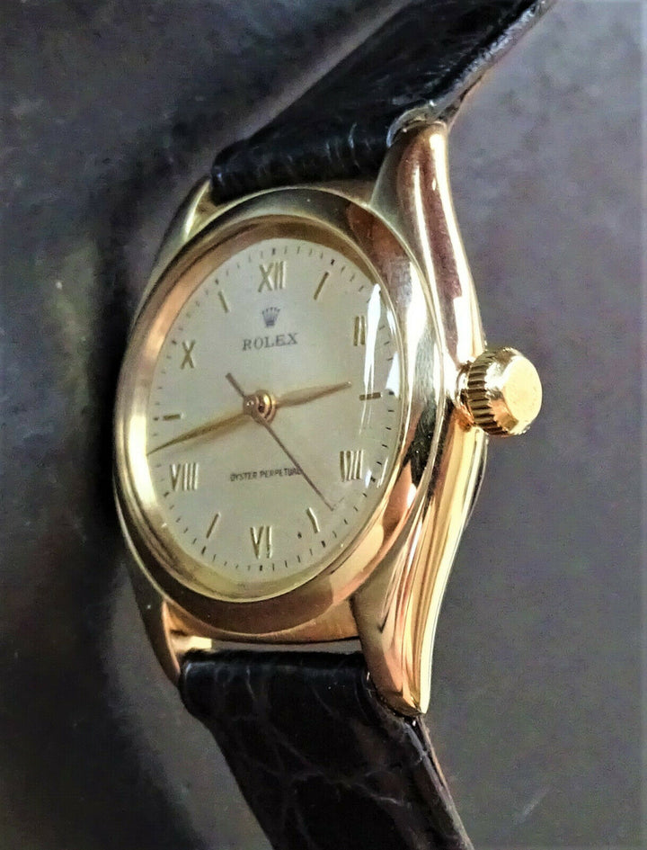 ♛ Rolex Oyster Bubble Back 3131 Yellow Gold 14K 585 Automatic Chronometer 1948