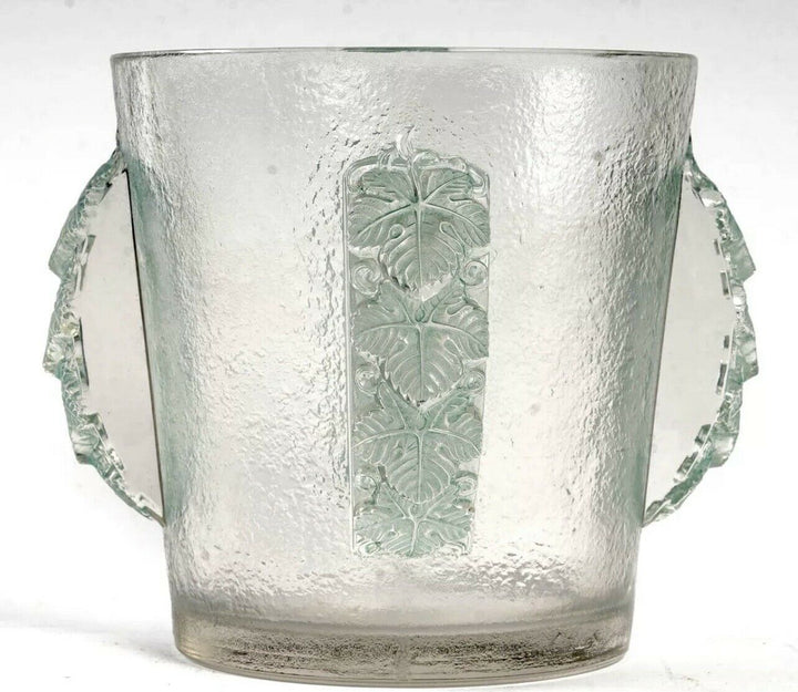 Vase Seau Champagne Epernay Patine Vert René Lalique R.Lalique Glass Ice Bucket