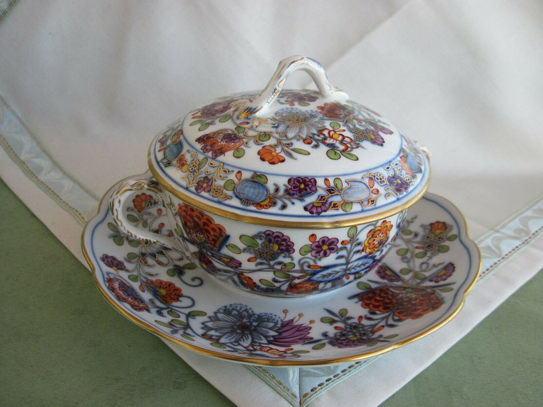Schöne Meissen Terrine in Dekor Royal Buntes Zwiebelmuster mit Rot und Gold