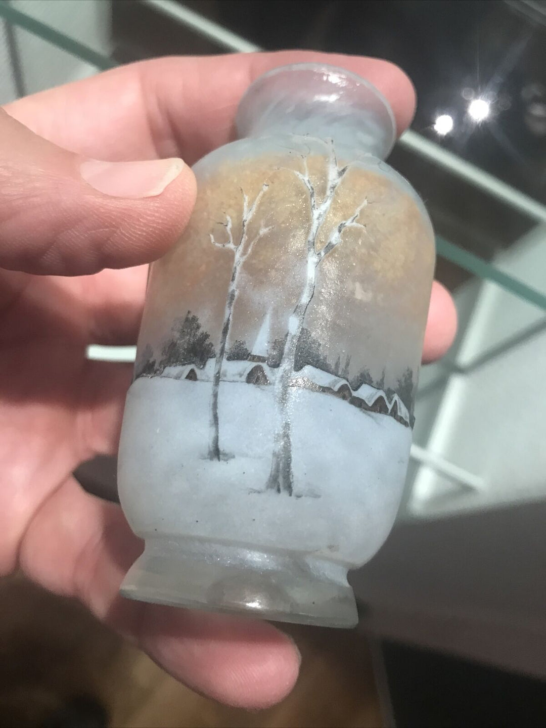 ドームナンシー (ドーム兄弟)オランダの風景と雪景色のくびれ型花瓶