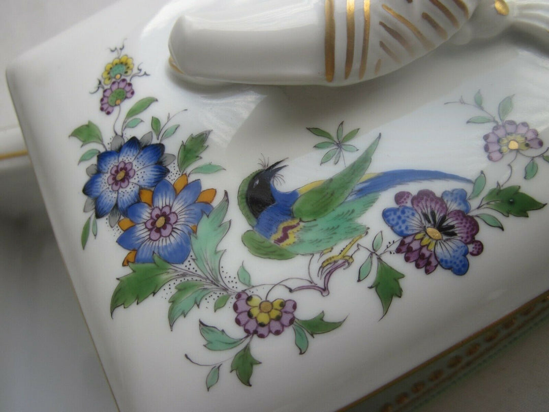 Schöne Meissen Tabak-Dose mit Vogel- un Felsmalerei