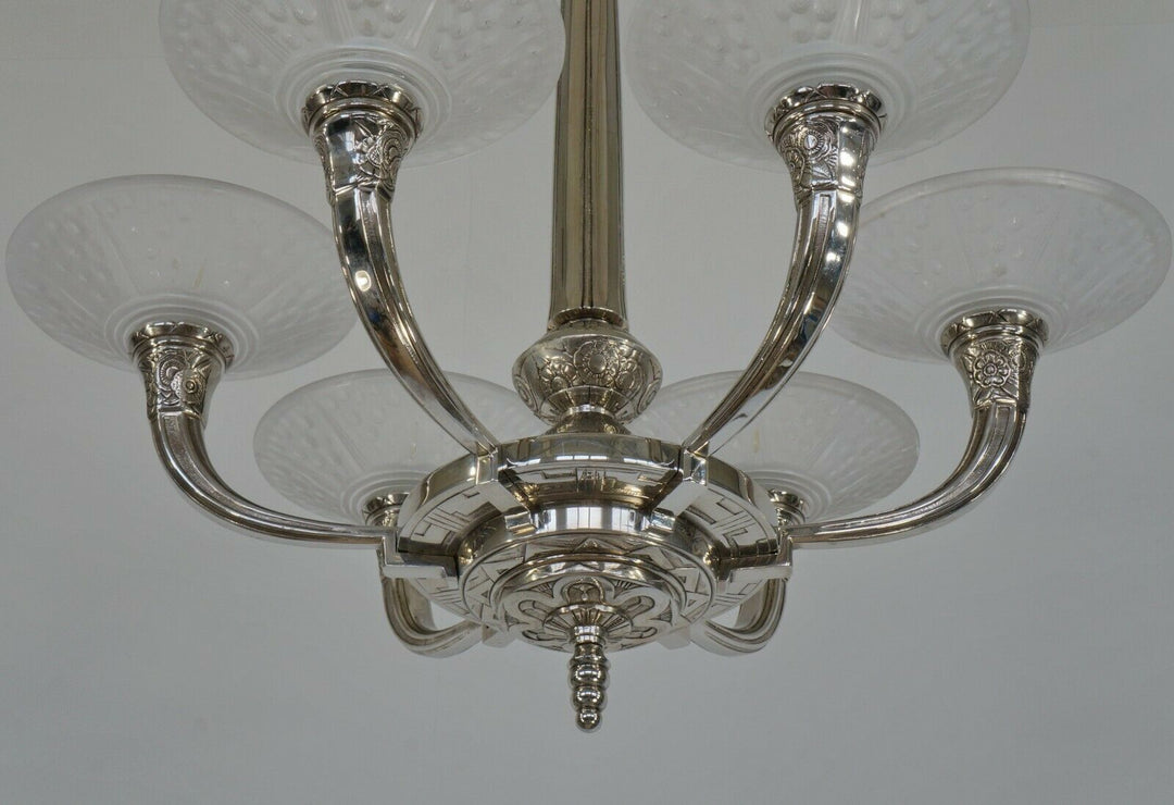 RANC & MULLER : FRENCH 1930 ART DECO CHANDELIER #3 .. lamp degue daum era France