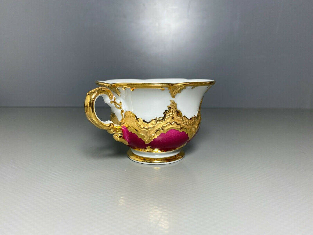 MEISSEN MOKKA GEDECK 2-TLG TASSE UT B-FORM WEINROT ROT BORDEAUX VIEL GOLD