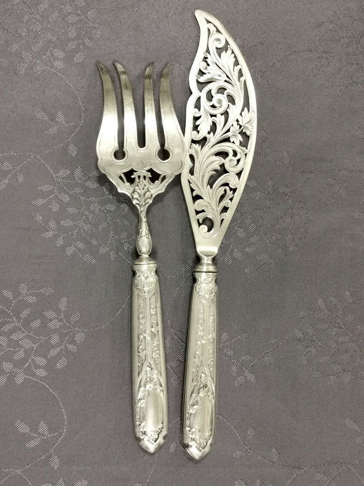 Solid Silver Puiforcat Modern Foliage Covered Service A Fish l2