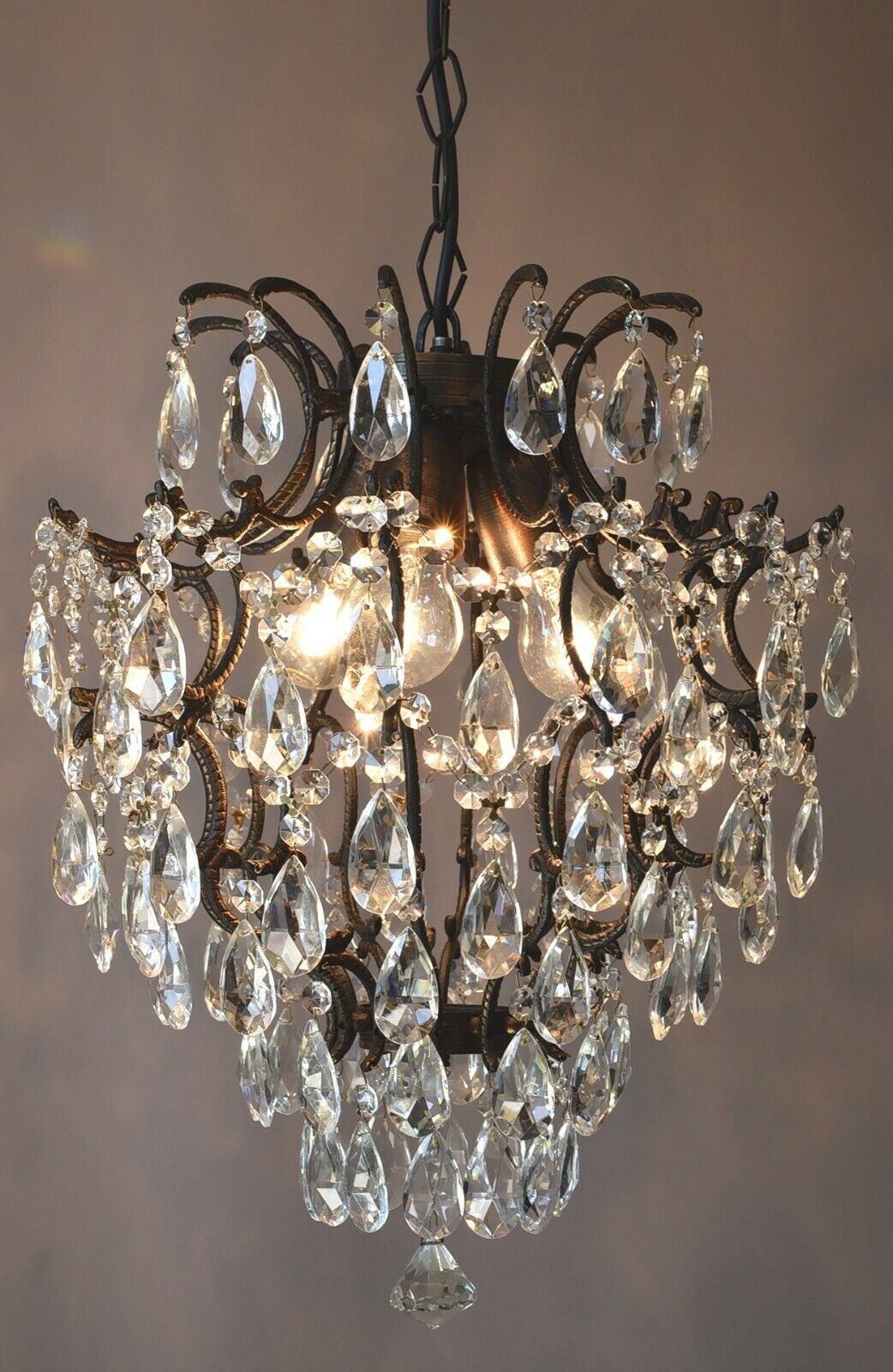 Cage Antique Style Vintage Crystal Chandelier, Bar Lighting Light Pendant Lamp