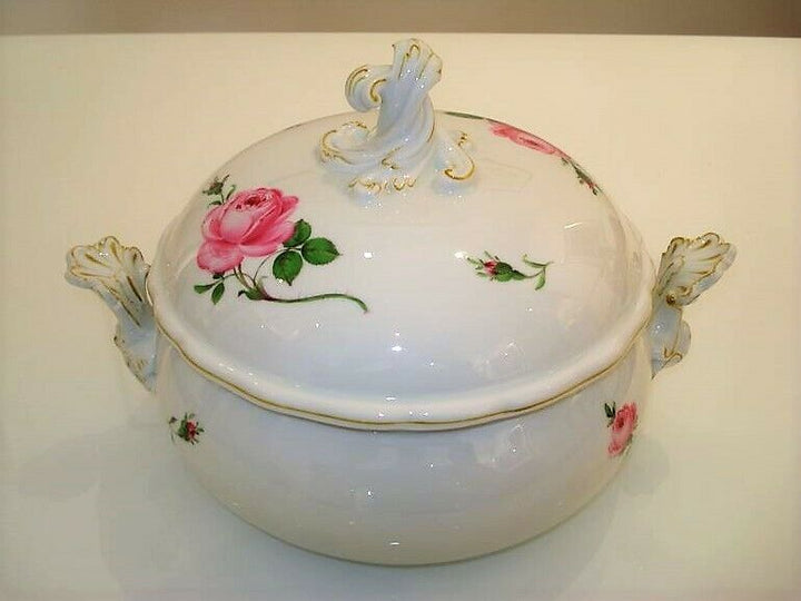 マイセン(Meissen)　テリーヌ　ピンクローズ　金縁　1級品