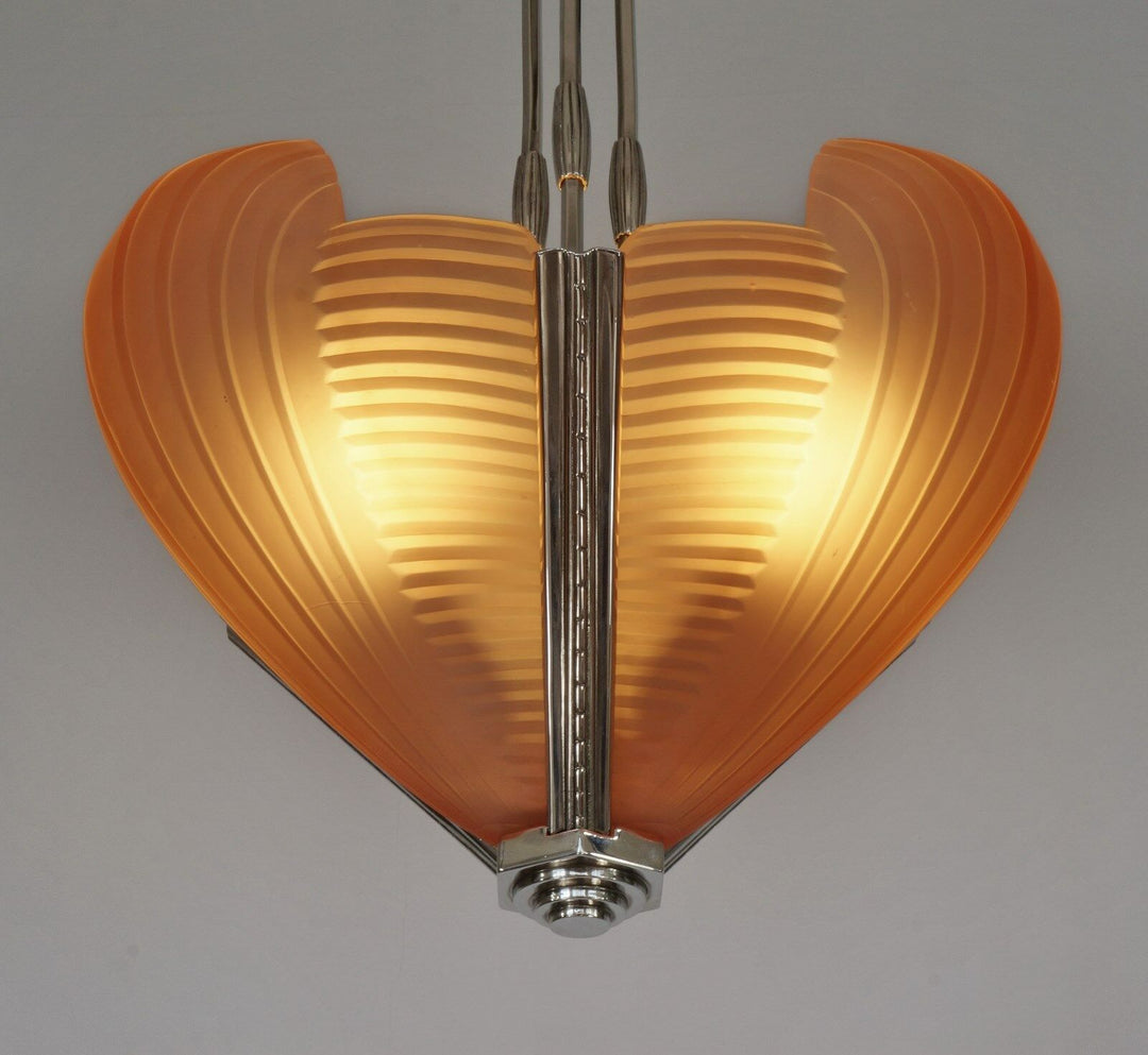 PETITOT : FRENCH 1930 ART DECO CHANDELIER cleopatra ................. muller era