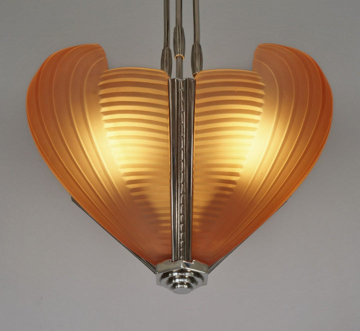 PETITOT : FRENCH 1930 ART DECO CHANDELIER cleopatra ................. muller era