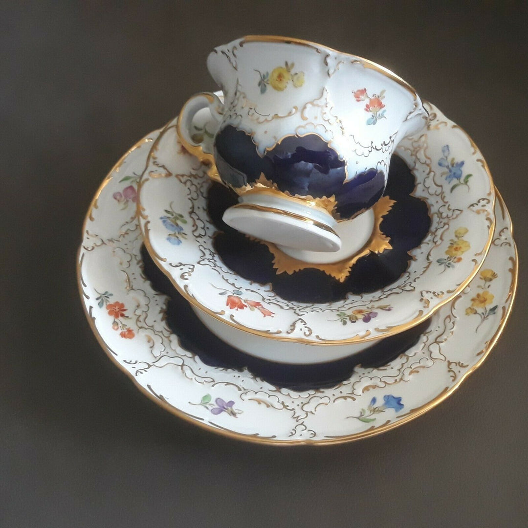 マイセン　モカセット　Bフォーム　コバルトブルー