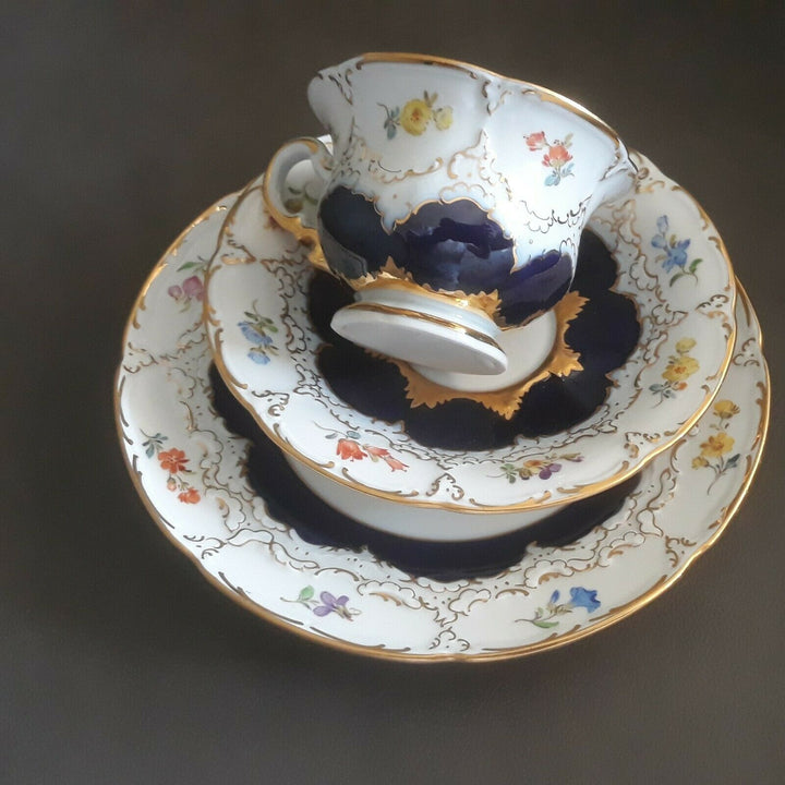 マイセン　モカセット　Bフォーム　コバルトブルー