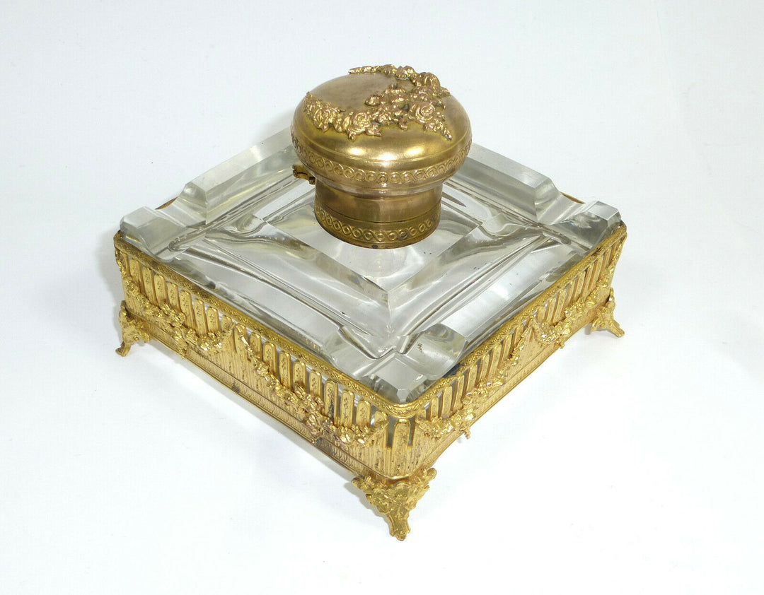 Inkwell Um 1860-1880 France Baccarat Crystal Glass