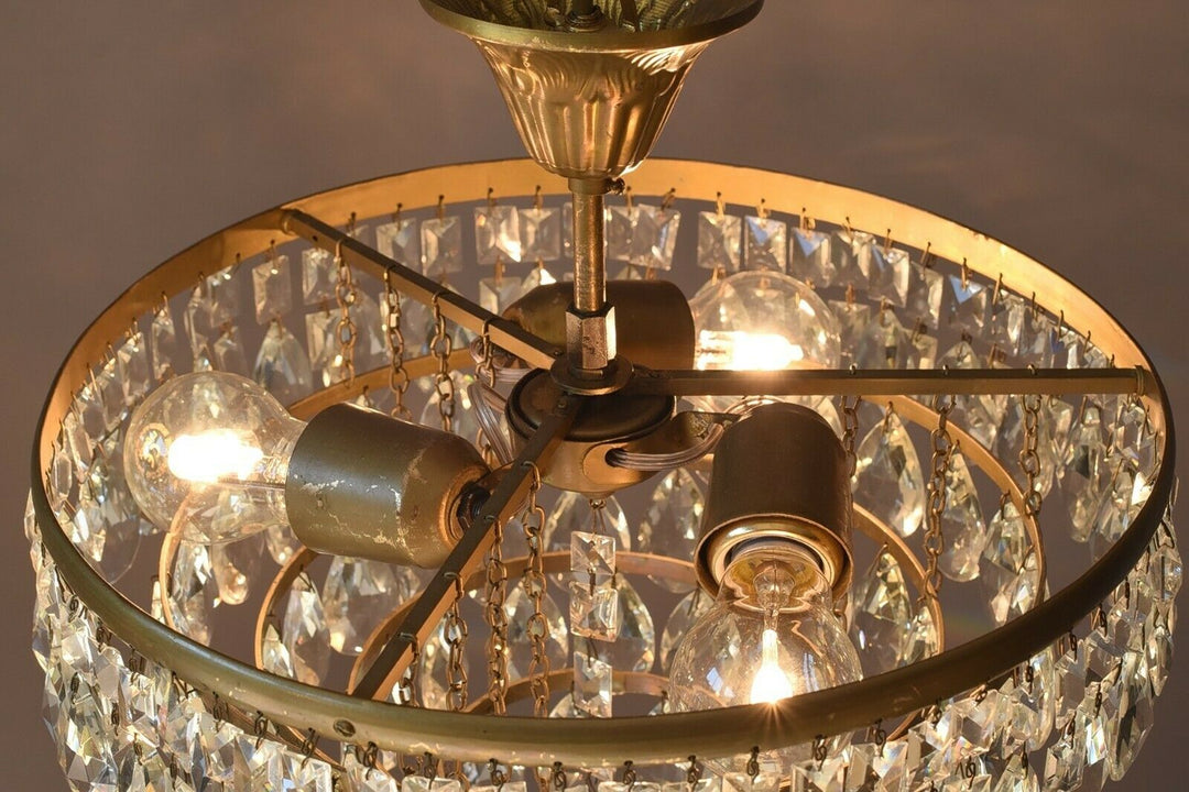 Flush Antique French Vintage Crystal Chandelier Pendant Ceiling Hallway Lighting