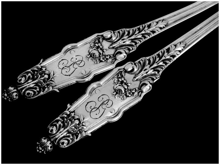 Puiforcat Fabulous French All Sterling Silver Ice Cream Set 2 pc Acanthus