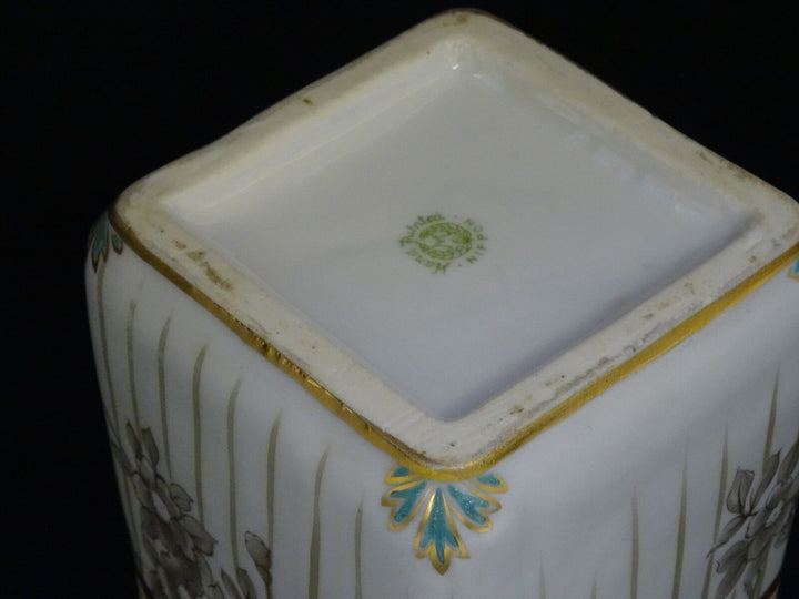 RARE ANTIQUE c.1911 MORIMURA NORITAKE HAND PAINTED GILDED FLORAL VASE ~ 8"