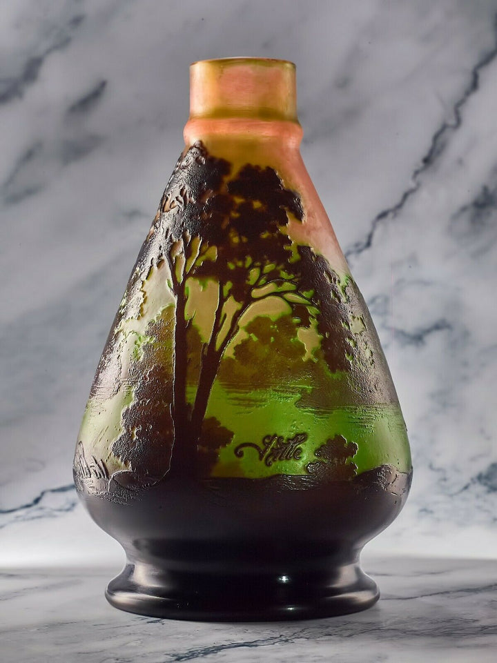 エミールガレ 幻想的風景画 一輪挿し花瓶 – アンティークテーブルウェア