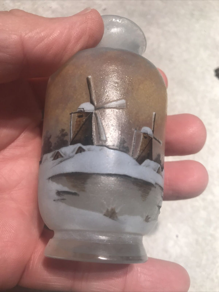 ドームナンシー (ドーム兄弟)オランダの風景と雪景色のくびれ型花瓶