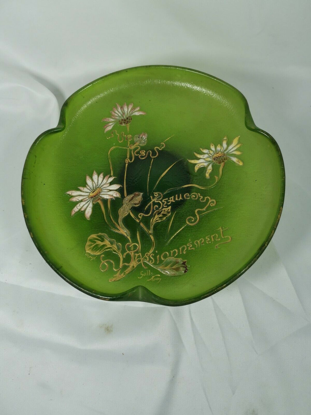 Coupe pâte de verre avec Pied Douche monté argent Gallé
