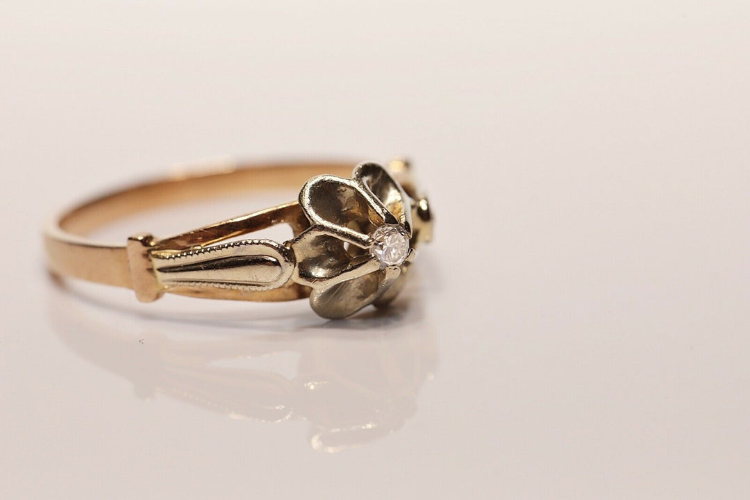 アンティーク 14K ナチュラルダイヤモンドのロシアンリング