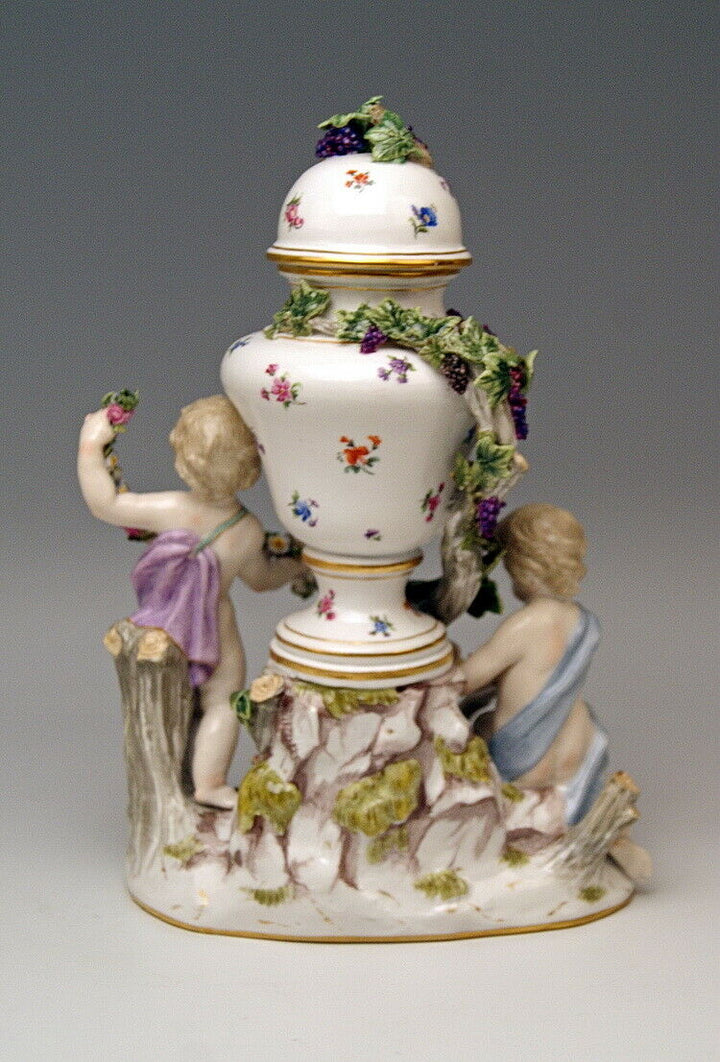 邁森 MEISSEN マイセン FIGUR GRUPPE DECKELVASE URNENFORM 2 PUTTEN MNR: 1009 UM 1830