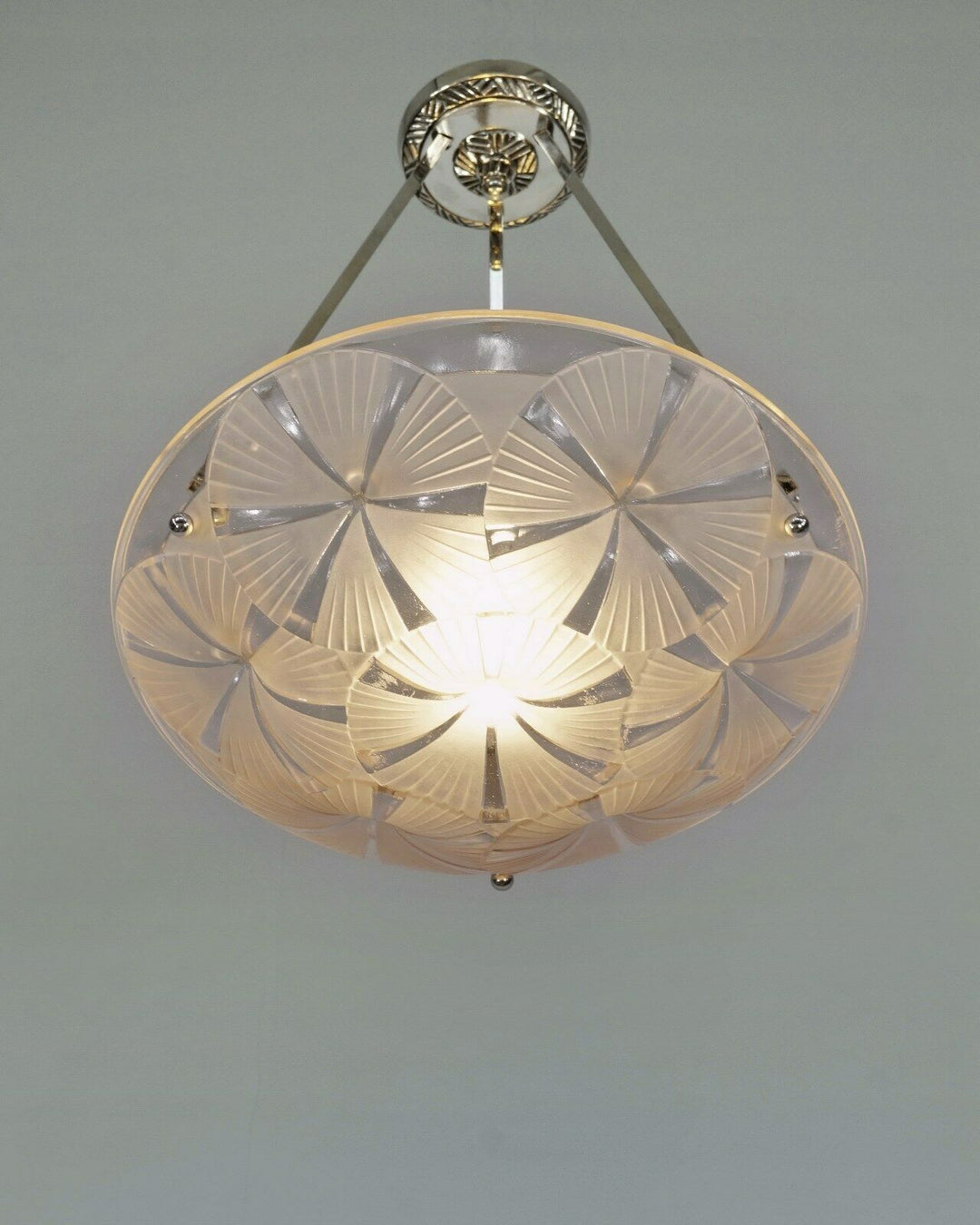 HUBENS & DEGUÉ : FRENCH 1930 ART DECO PENDANT . chandelier 1925 lamp muller era