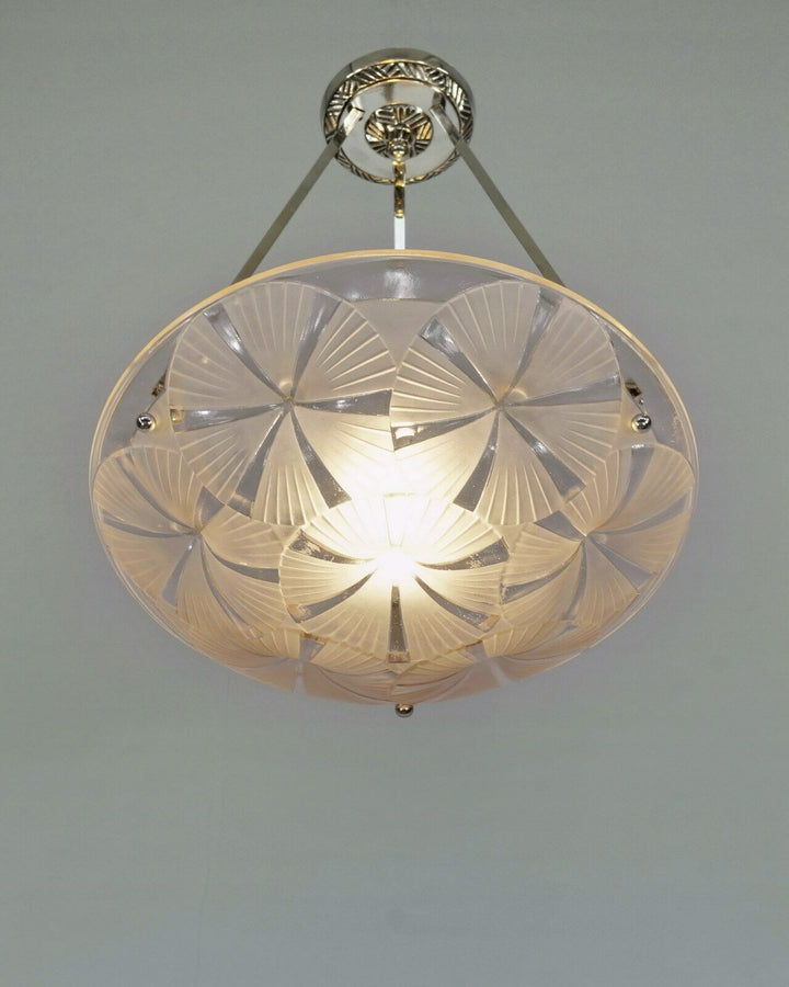 HUBENS & DEGUÉ : FRENCH 1930 ART DECO PENDANT . chandelier 1925 lamp muller era