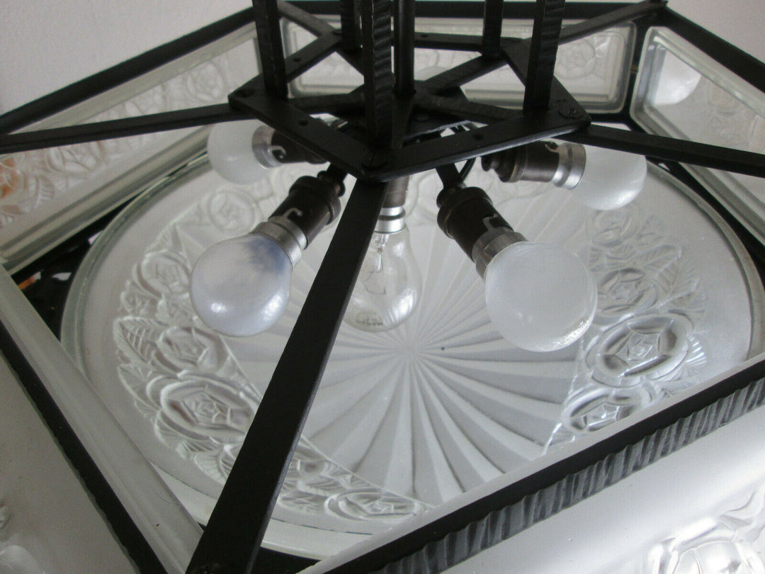 STUNNING FRENCH ART DECO CHANDELIER 1925 OF DAVID GUERON ( DEGUE )