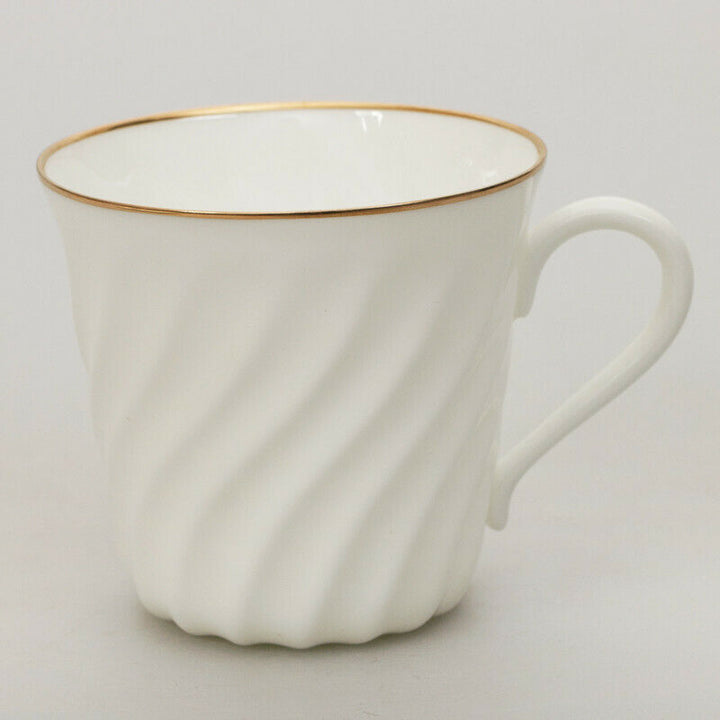 Golden Edge White Bone China Coffee Cup Saucer Imperial Porcelain Lomonosov LFZ