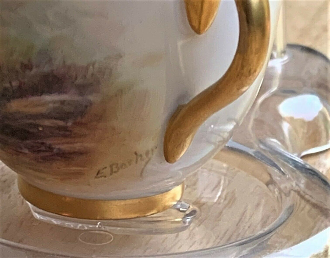 ロイヤルウースター、手描き羊柄カップ ＆ ソーサー、E. バーカー 1913年