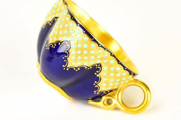 コールポート(Coalport)　ティーカップ＆ソーサー　ゴールド・ターコイズ