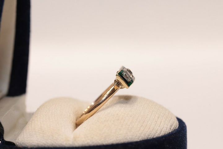 アンティーク 18K エナメル アールデコ ナチュラルダイヤモンドのリング