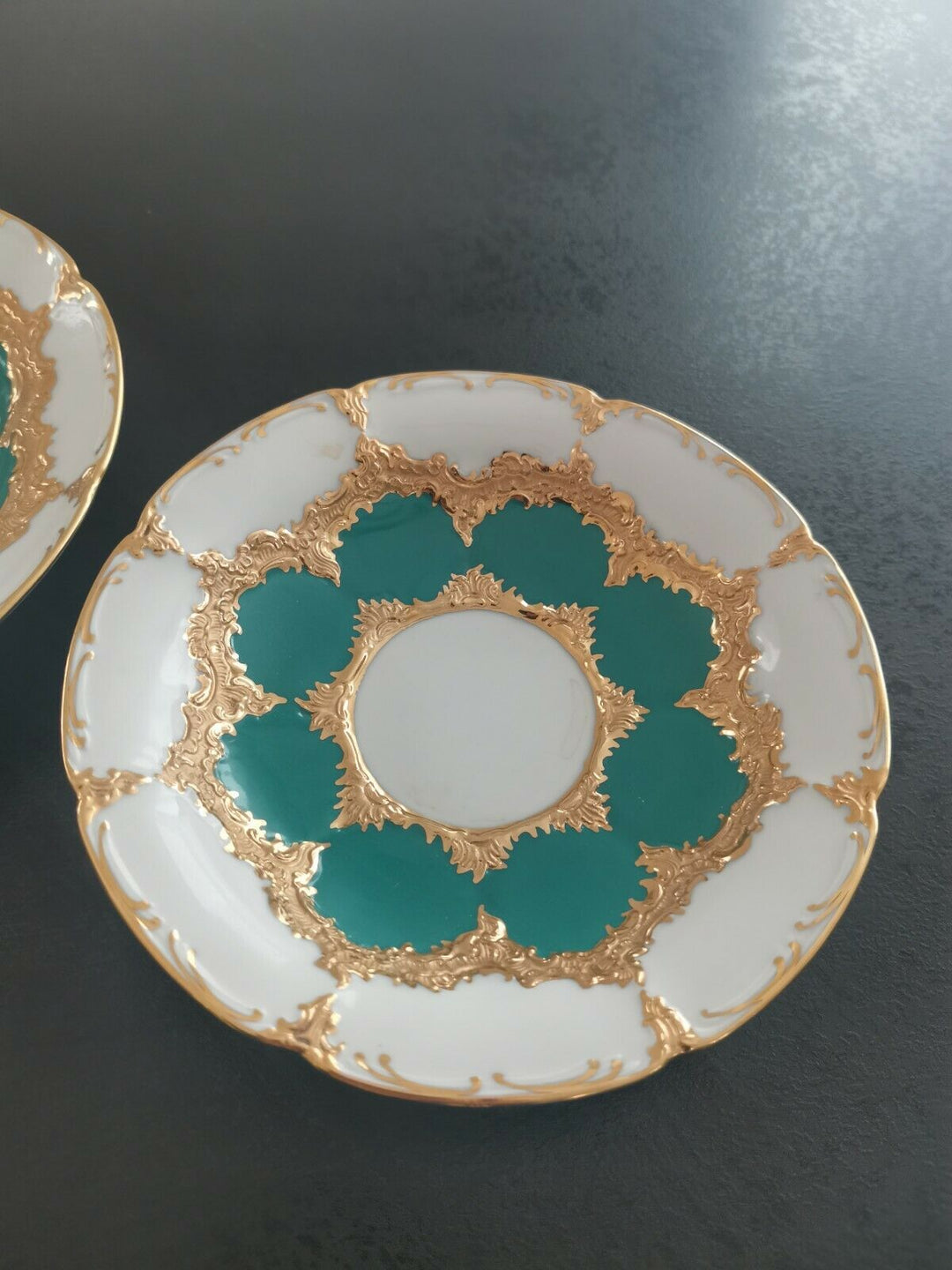 マイセン　Bフォーム　ロシアングリーン　コーヒーカップ＆ソーサー＆プレート　3級品