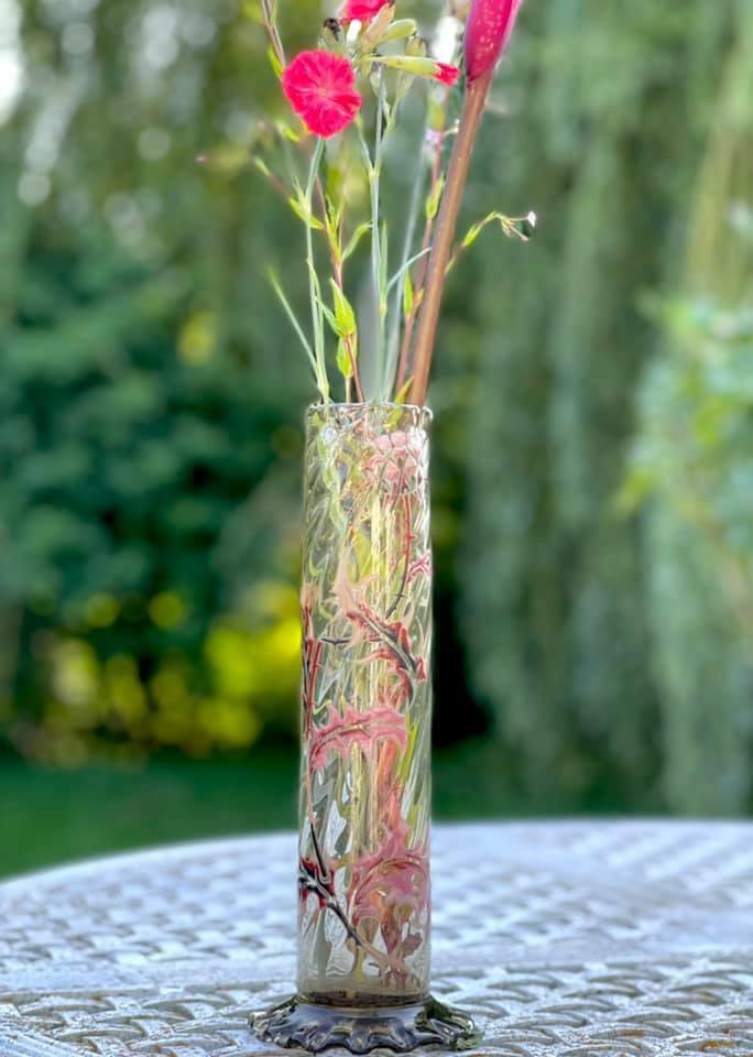 エミールガレ　初期作品　エナメルガラス　アザミの花瓶