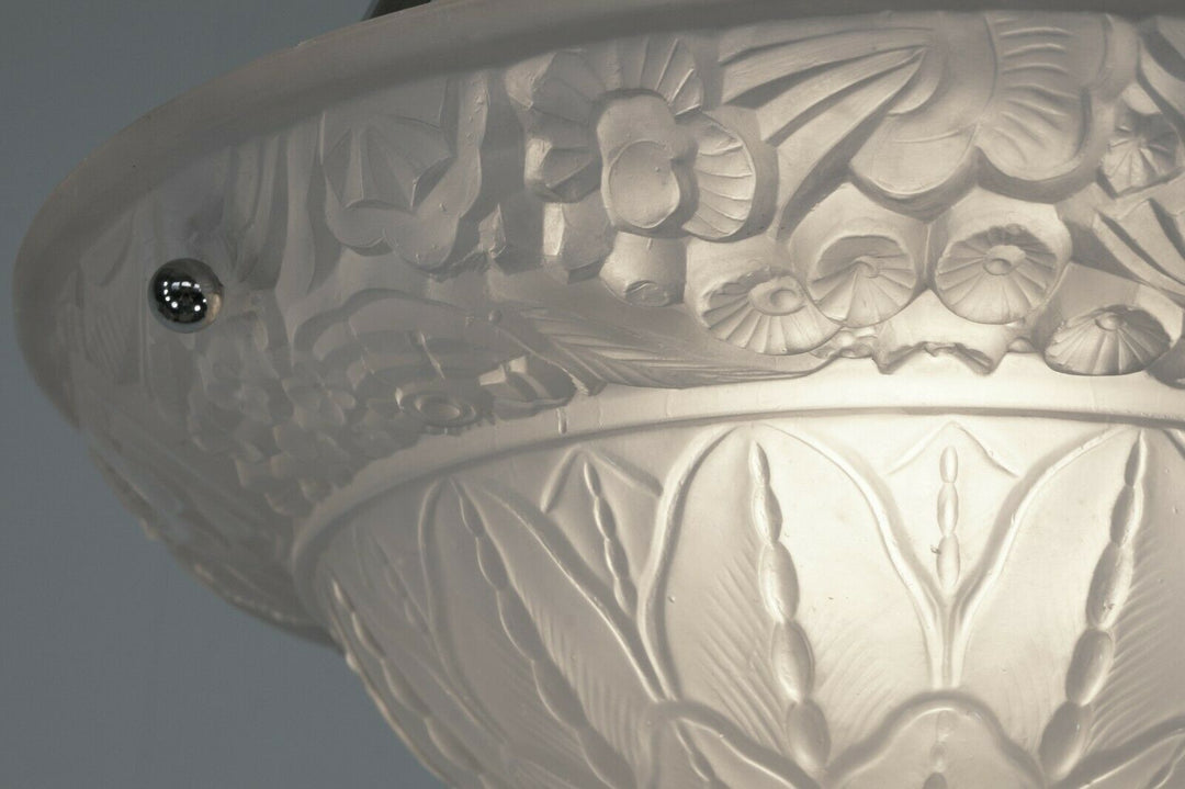 PETITOT : FRENCH 1930 ART DECO PENDANT . chandelier 1925 lamp muller era France