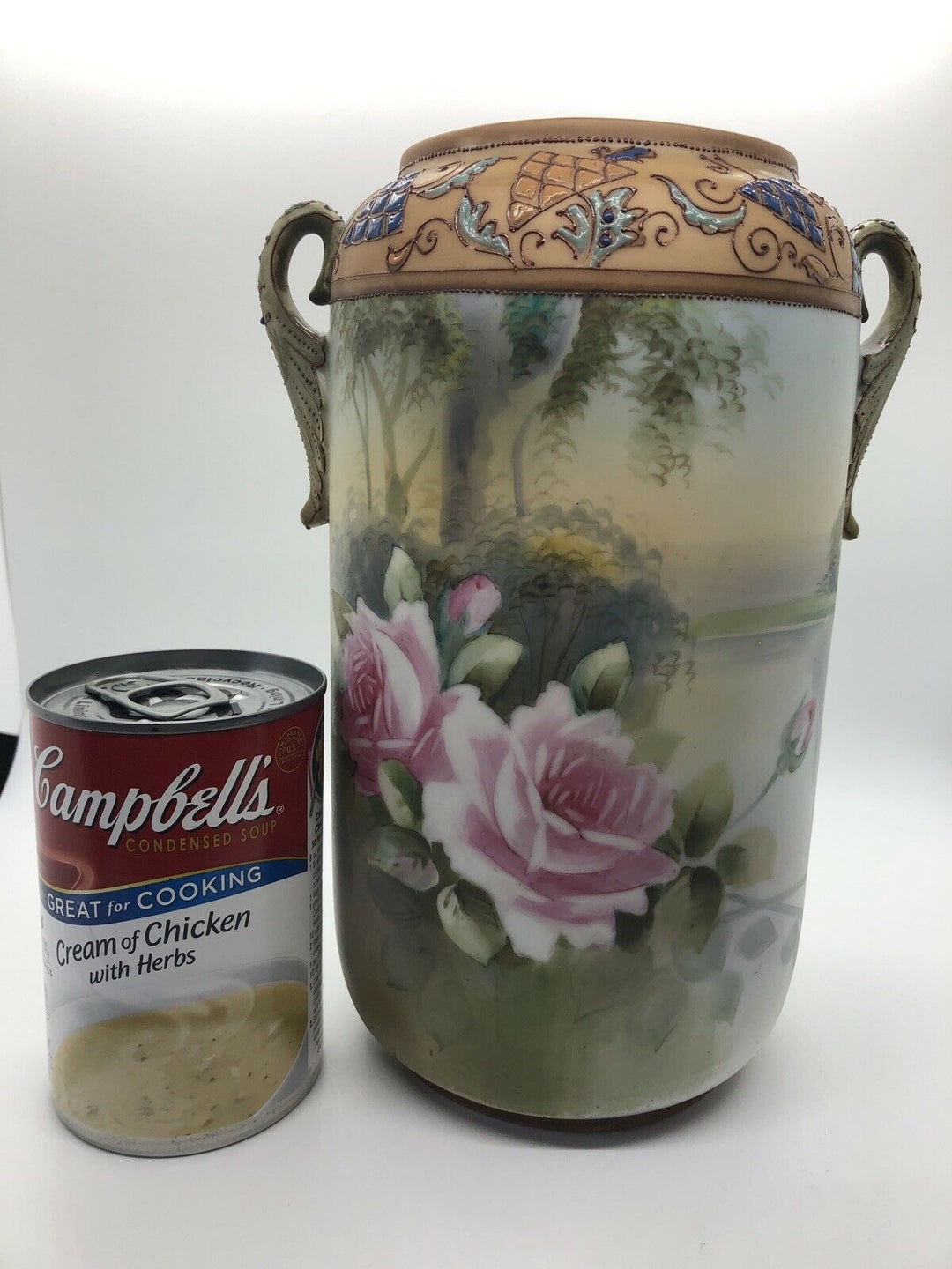 Large NIPPON NORITAKE FLORAL VASE Antique Soft Matte Finish