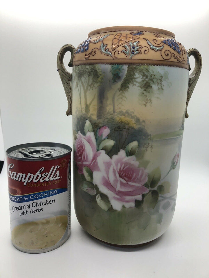 Large NIPPON NORITAKE FLORAL VASE Antique Soft Matte Finish