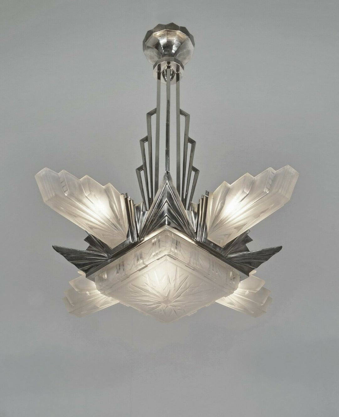 H.PETITOT : LARGE FRENCH 1930 ART DECO CHANDELIER ..... Muller freres