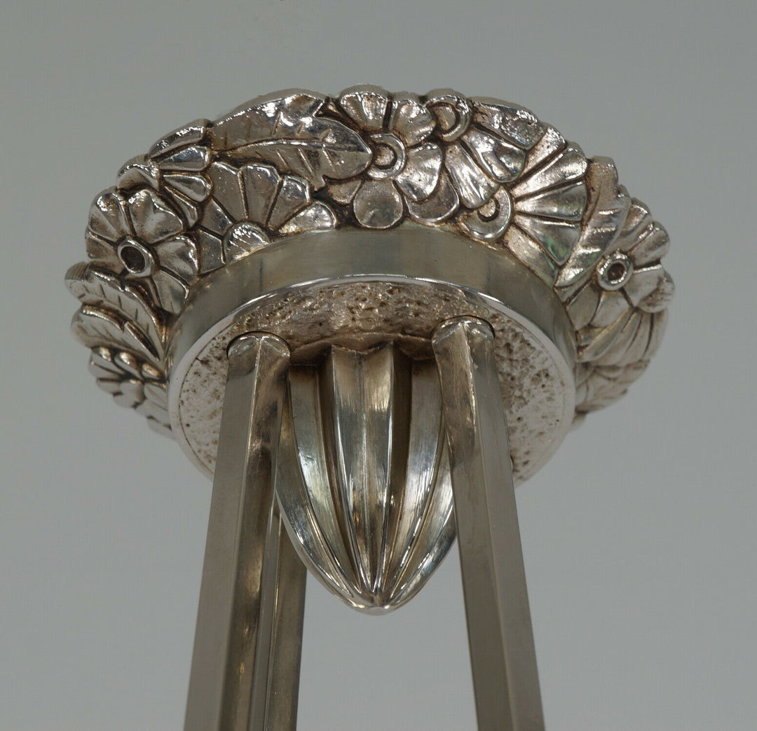 DEGUE: signed FRENCH 1930 ART DECO CHANDELIER ... bronze lustre lamp muller era