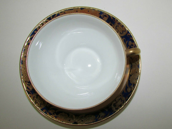ANTIQUE NORITAKE ART DECO CHINA PORCELAIN GILDED SCENIC PAINTED TEA CUP & SAUCER