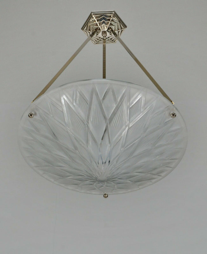 Pierre d'Avesn LORRAIN DAUM : A FRENCH 1930 ART DECO PENDANT . chandelier France