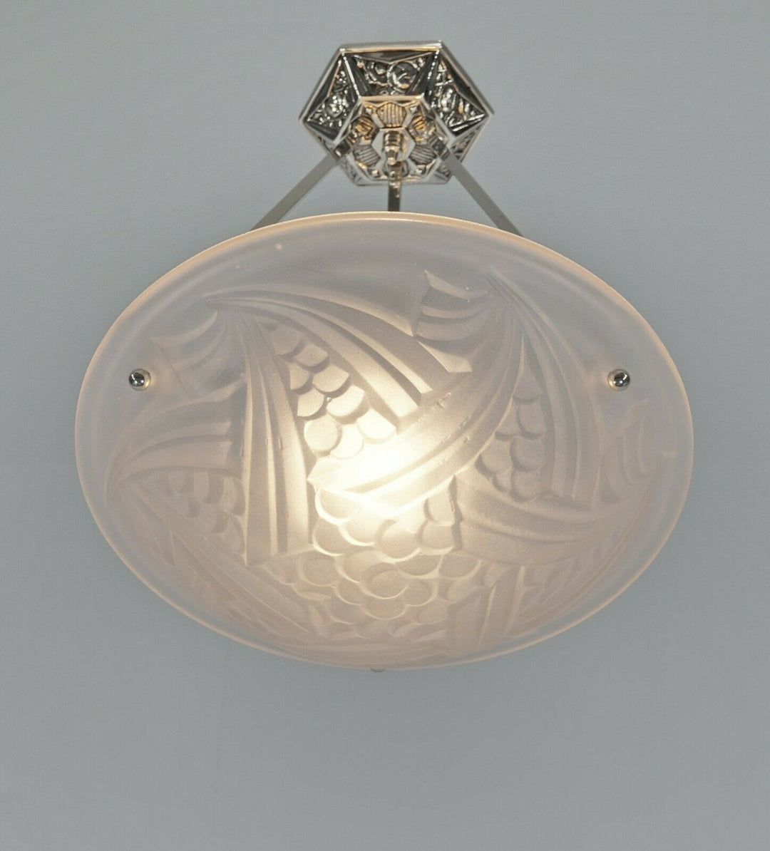 DEGUE : FRENCH 1930 ART DECO CHANDELIER .......... pendant Negra lamp muller era