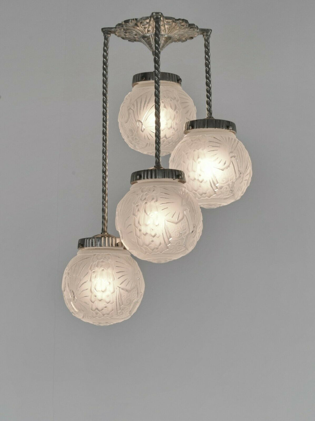 MULLER FRERES: FRENCH 1930 ART DECO CHANDELIER ...... lamp degue era France