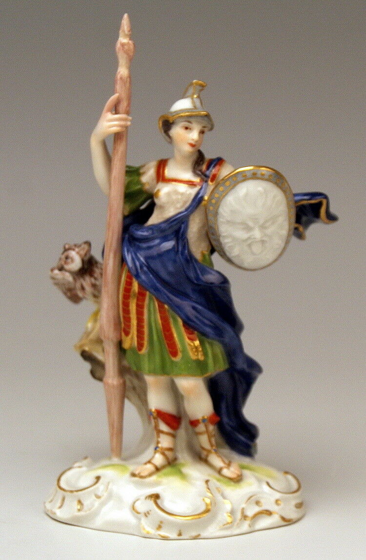 MEISSEN FIGUR ANTIKE GÖTTIN MINERVA ALLEGORIE DES KRIEGES UND DER WEISHEIT 1860