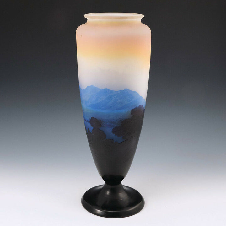 A Very Fine Monumental Galle Landscape Vase c1915