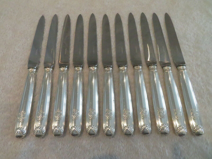 Gorgeous french 950 silver 11 dessert luncheon knives Puiforcat shells