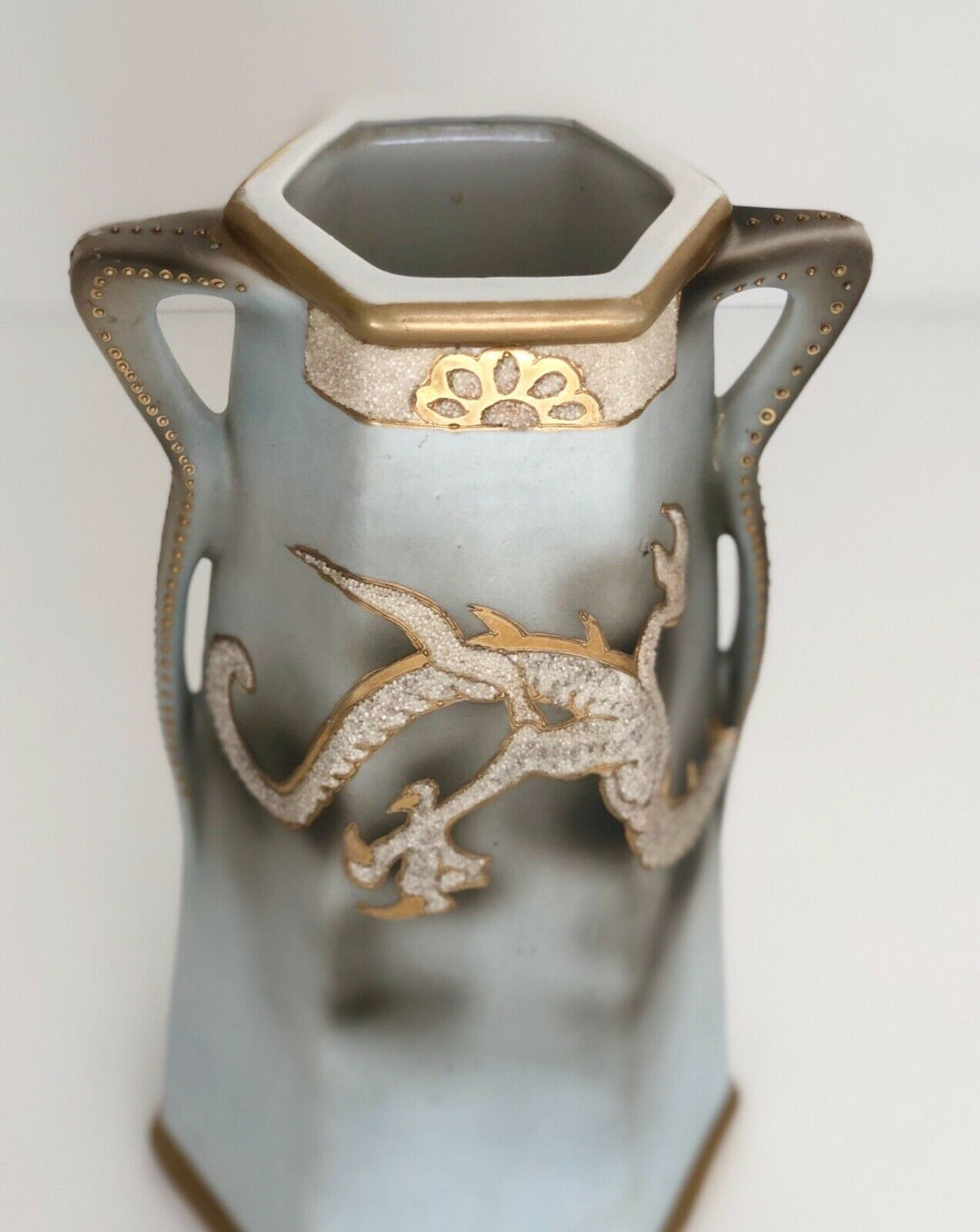 Art Nouveau Royal Nishiki Nippon Moriage Japanese Dragon Vase