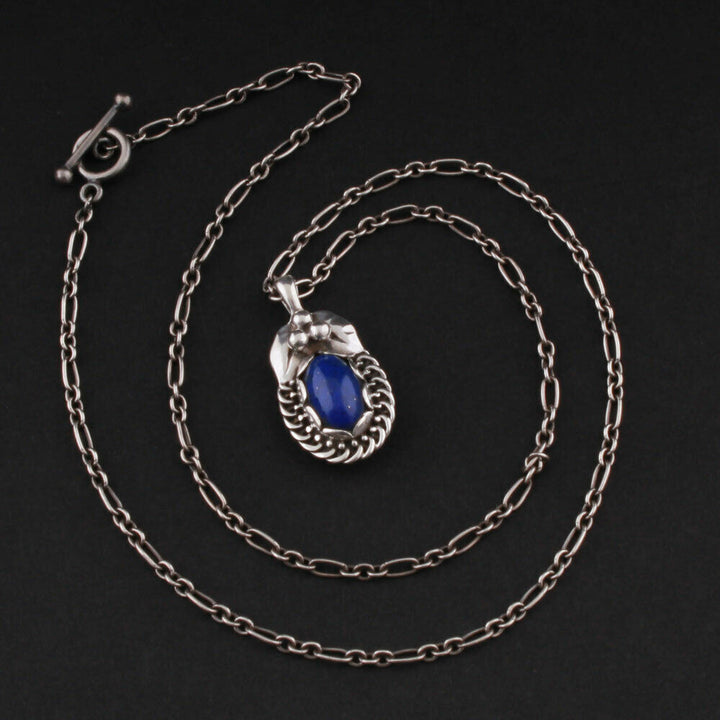 GEORG JENSEN Sterling Silver Pendant Of The Year 1992 w. Lapis Lazuli. VERY RARE