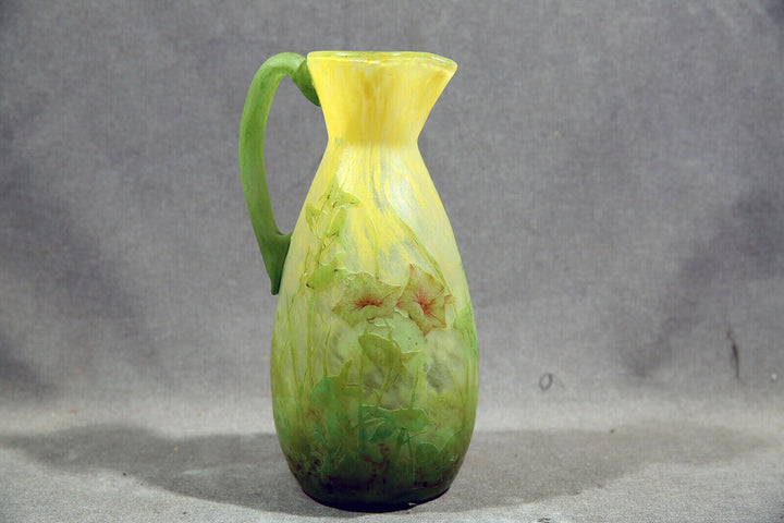 Early 20th Century Art Nouveau Daum Nancy Cameo and Enamel Pitcher